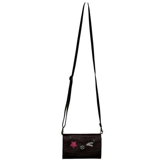 Coach Authentic Leather Stars Accent Purple Clutch Wallet Crossbody - Picture 1 of 13